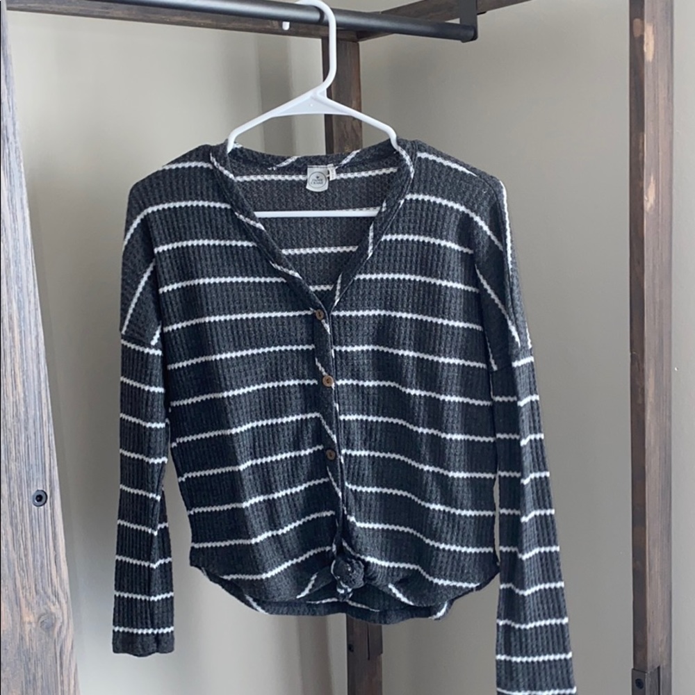 Grey and White Womens Long Sleeve